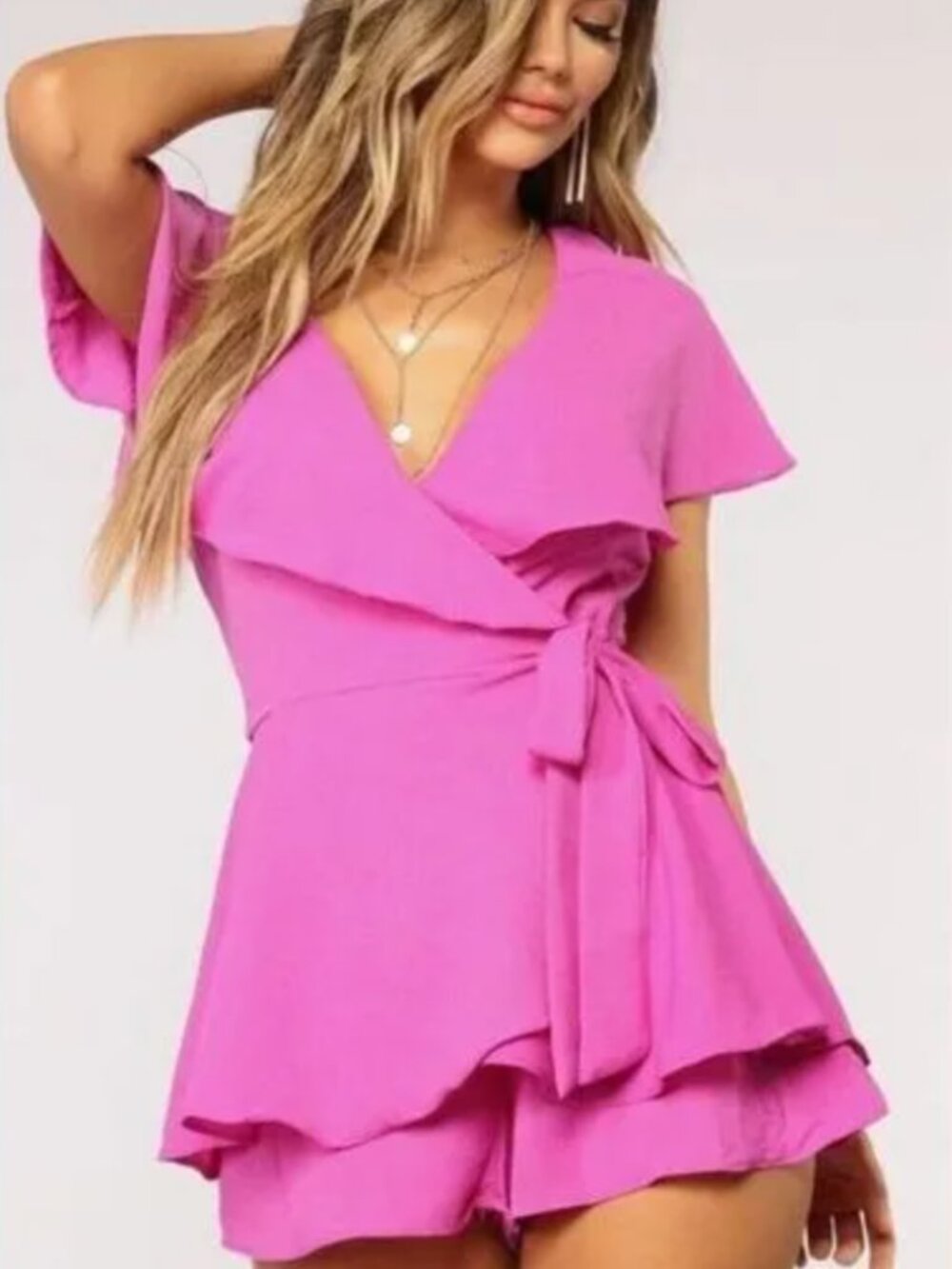 DO + BE - Got My Ruffles On Your Mind Romper - Orchid Size: S